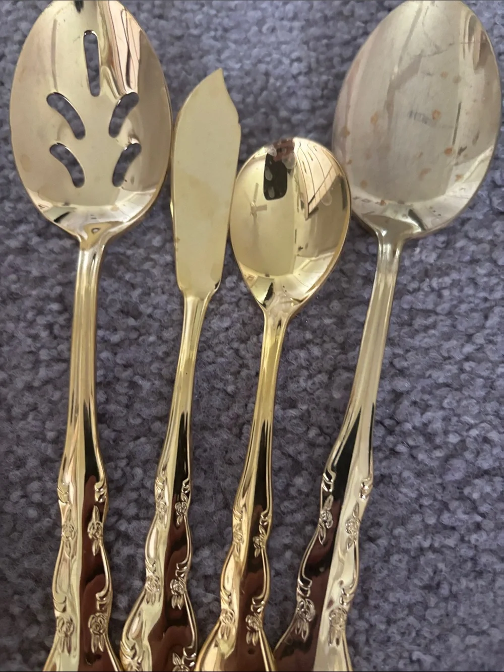 61 pieces used Royal Limited gold plated stainless flatware roses